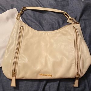 Michael Kors cream colored leather shoulder bag with original dust bag